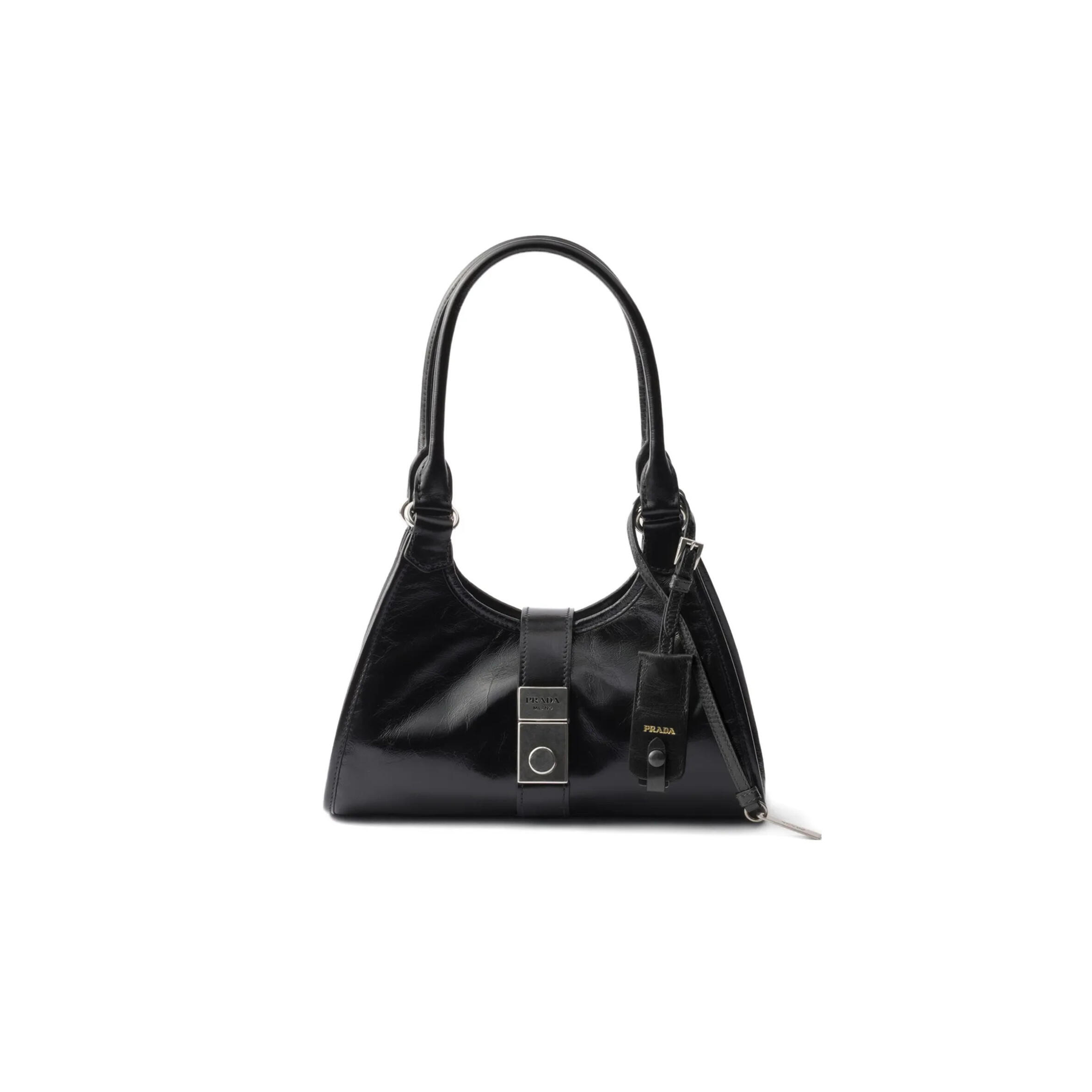 PRADA MINI PUSH-BUTTON LEATHER HANDBAG 1BG580 (26*18*12cm)